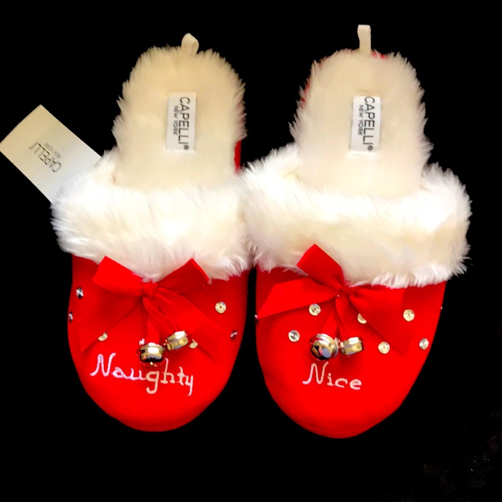Cappilli New York naughty/nice red slippers